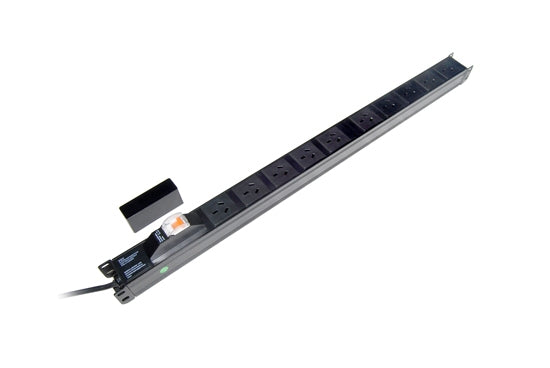 Power Rail Vert 10x 10A Outlet MCB On/Off 15A Plug