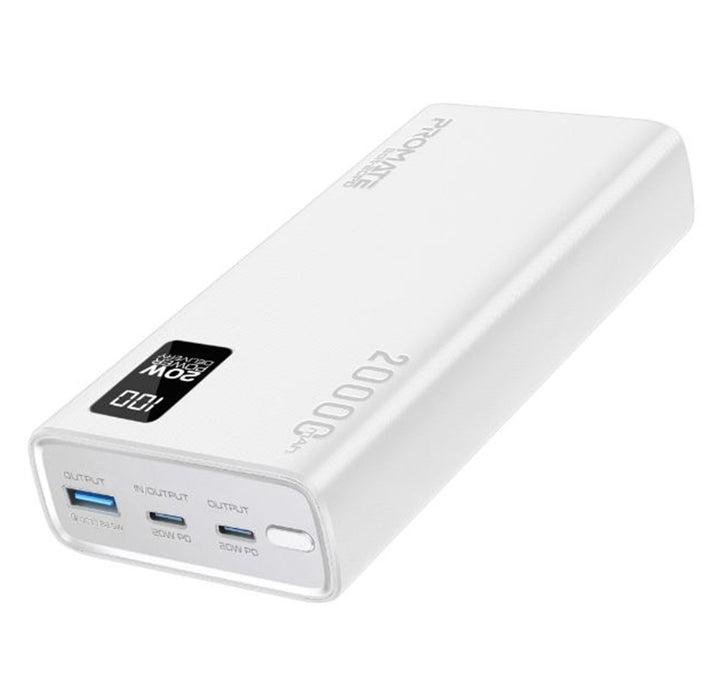 Promate Power Bank 20000mAh Smart Super Slim White