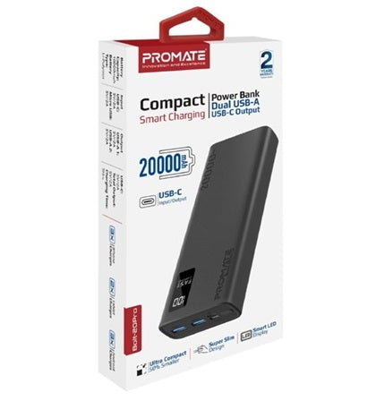 Promate Power Bank 20000mAh Smart LED Display White