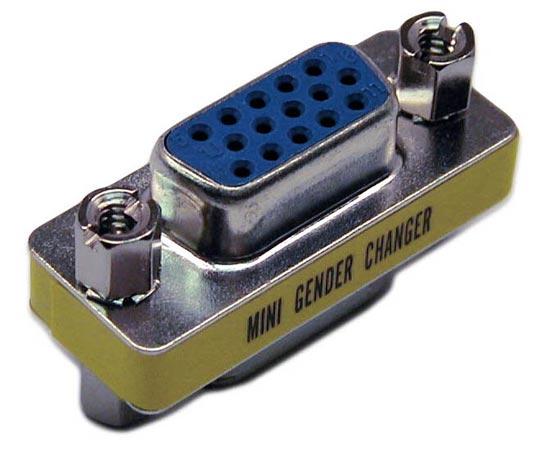 Mini Gender Changer Female/Female HD DB15 VGA