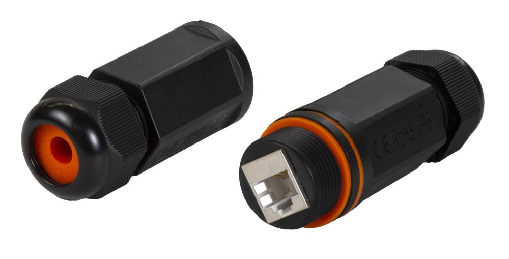 In-Line Connector RJ45 Cat6/6A Female to Female Shield IP67