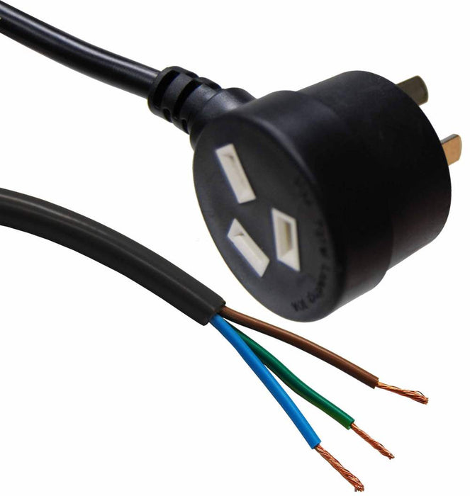 Cord Set 2m Black 1mm 3c PVC Flex 3Pin Tapon Plug