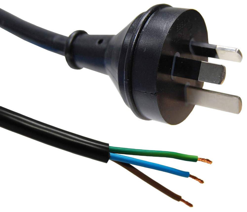 Cord Set 1m Black 1mm 3c PVC Flex 3Pin BE Plug