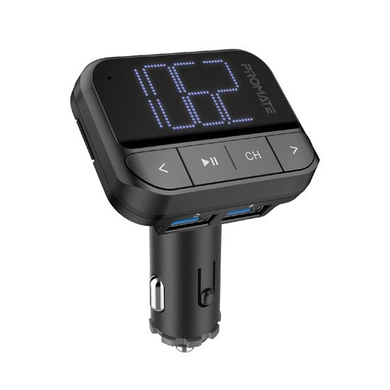 Promate FM Transmitter In-Car Wireless With Dual USB-A Ports