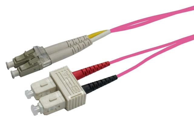 Fibre Patch Lead LC-SC OM4 Duplex MM 0.5m 50 Micron