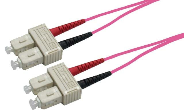 Fibre Patch Lead SC-SC OM4 Duplex MM 5m 50 Micron Pink