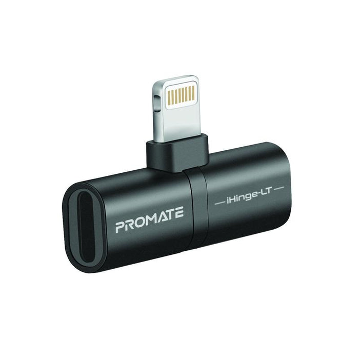 Promate 2-In-1 Audio & Charging Adaptor with Lightning Black