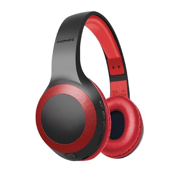 Promate Headphones Over Ear Bluetooth V5 Wireless Red