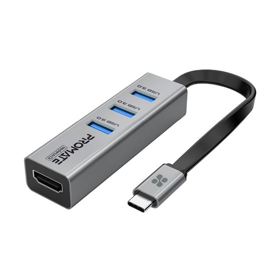 Promate  Display Adaptor USB-C with 4K UHD HDMI 3xUSB-A