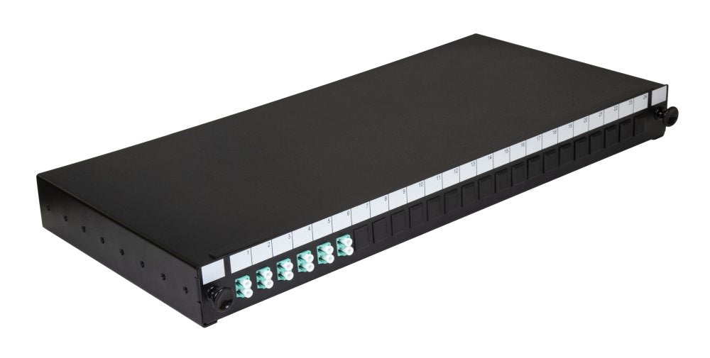 Fibre Tray 19in 1U 12C LC MM with 12x LC Pigtail 6x Coupler