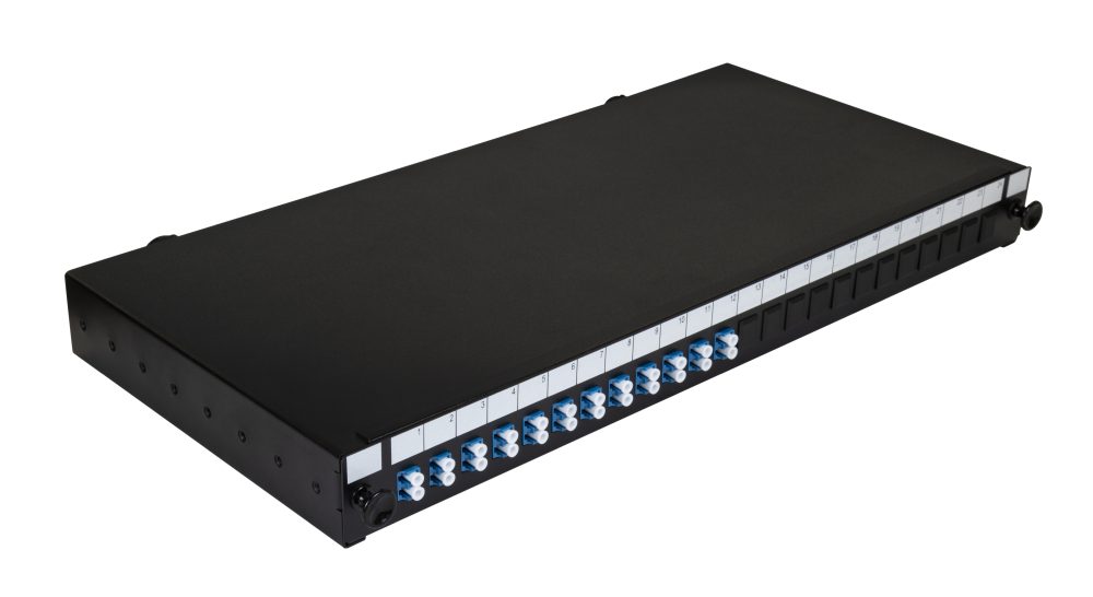 Fibre Tray 19in 1U 24C LC SM with 24x LC Pigtail 12x Coupler