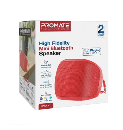 Promate Speaker 5W Wireless HD Bluetooth Red