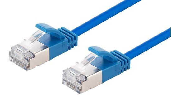 Patch Lead Cat6a 10G S/FTP 2.5m Blue Ultra-Slim
