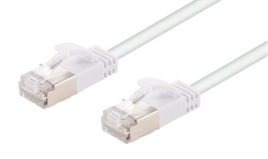 Patch Lead Cat6a 10G S/FTP 0.25m White Ultra-Slim