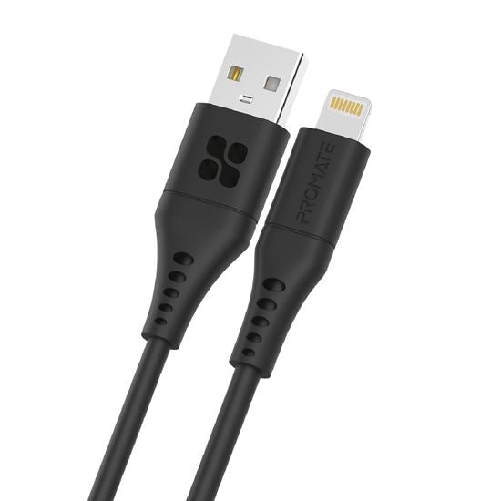 Promate USB-A to Lightning Data & Charge Cable 1.2m Black