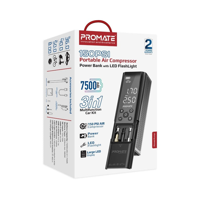 Promate Air Compressor Power Bank with LED Flashlight