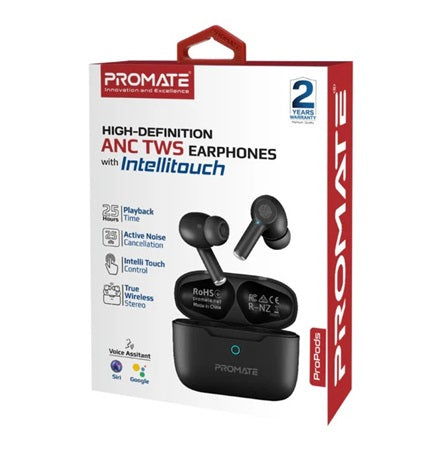 Promate Earbuds Bluetooth Intellitouch Black