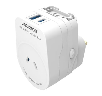 Jackson Travel Adaptor NZ to Multi International 2x USB-A/C