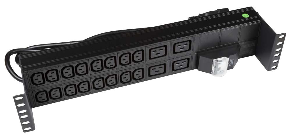 Power Rail Horiz 16x 10A IEC C13 & 4x 16A IEC C19 Outlet MCB