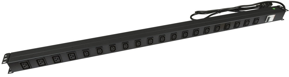 Power Rail Vert 16x 10A IEC C13 & 4x 16A IEC C19 Outlet MCB