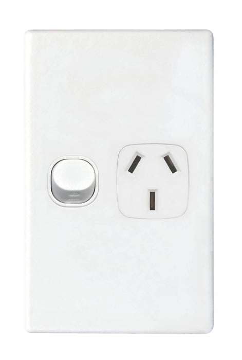 Switch Socket Single 10A Vertical Bright White