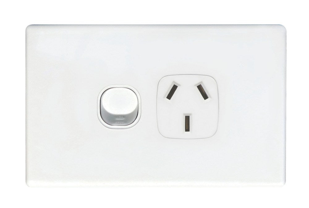 Switch Socket Single 10A Horizontal Bright White
