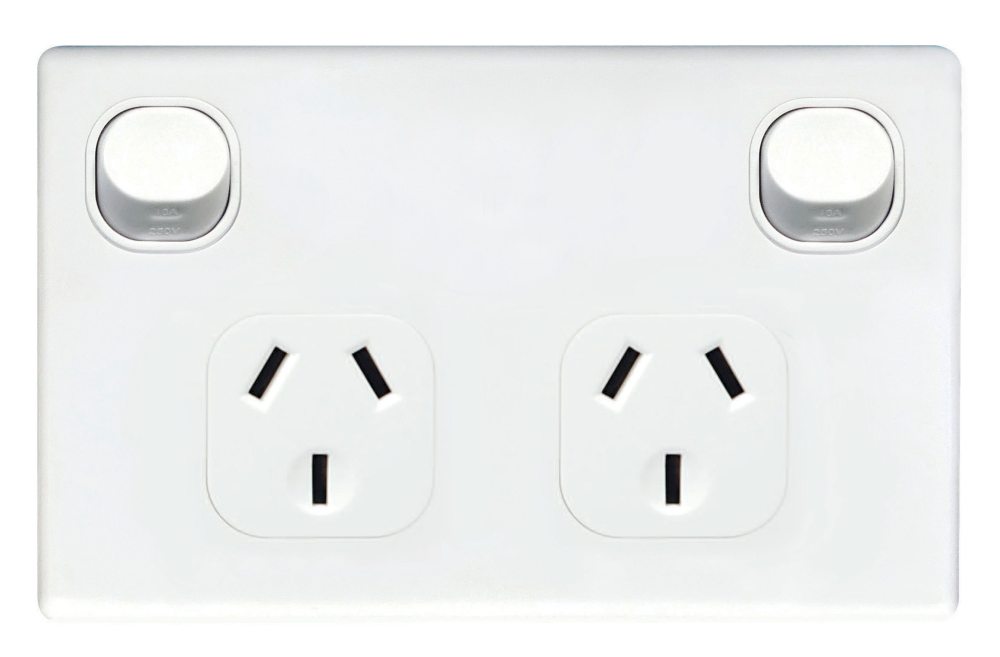 Switch Socket Double 10A Horizontal Bright White