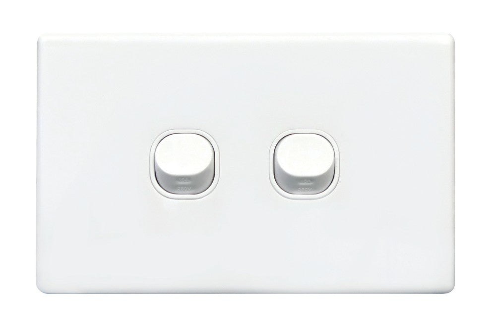 Slim Switch Plate 2Gang Bright White