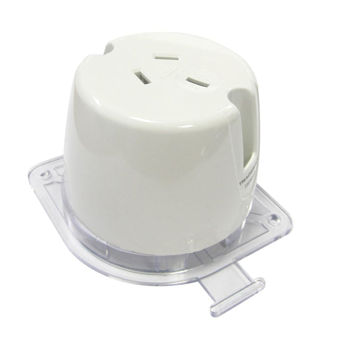 Surface Socket Single 10A 4terminal with Mount Plate White