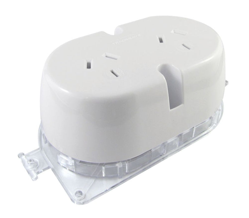 Surface Socket Double 10A 4terminal with Mount Plate White