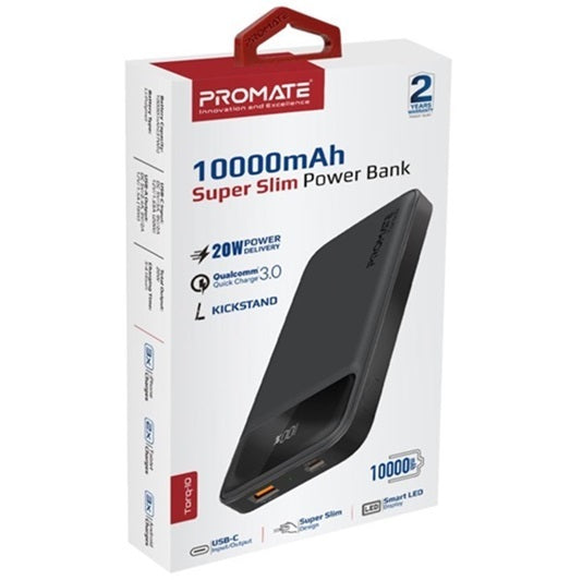 Promate Power Bank 10000mAh Super Slim Black