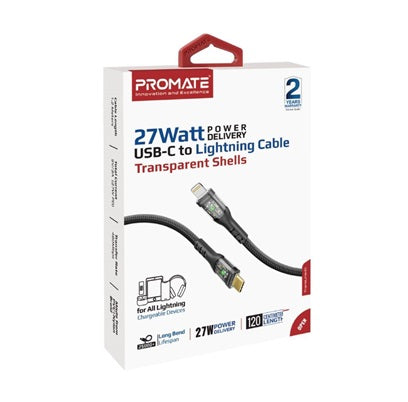 Promate USB-C to Lightning Data & Charge Cable 1.2m Black