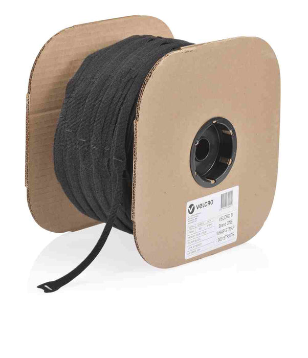 Velcro One-Wrap Tie 19mm x 200mm Presized 900 per Roll Black