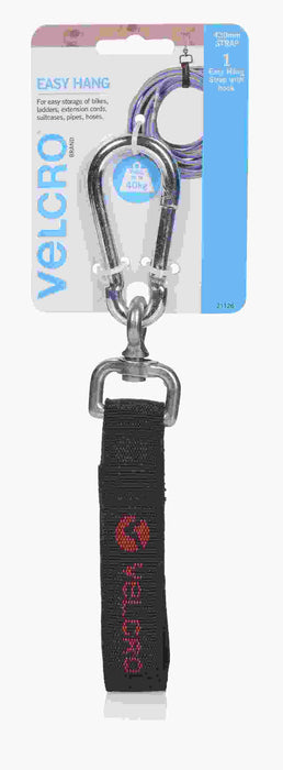 Velcro Easy Hang 430mm Strap with Hook Black