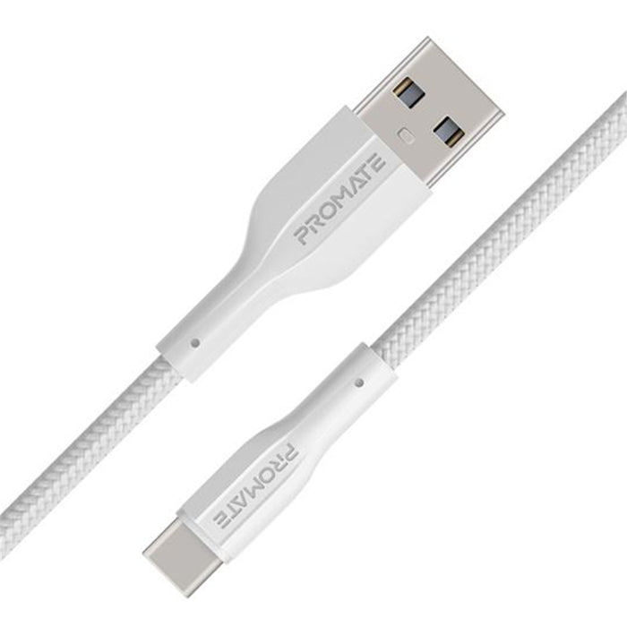 Promate USB-A to USB-C Data & Charge Cable Flex 2m White