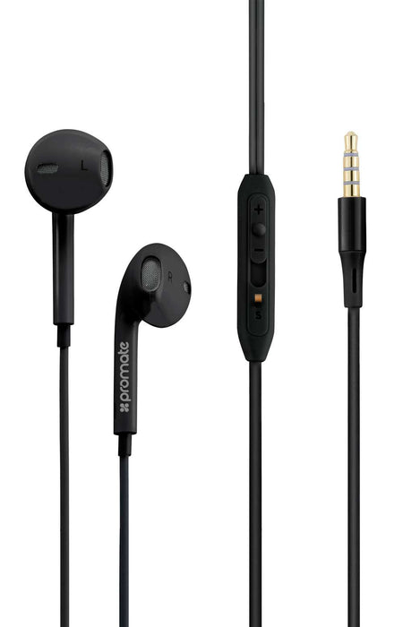 Promate Earbuds Stereo Mic Volume Control White