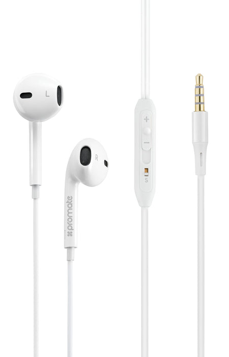 Promate Earbuds Stereo Mic Volume Control Black
