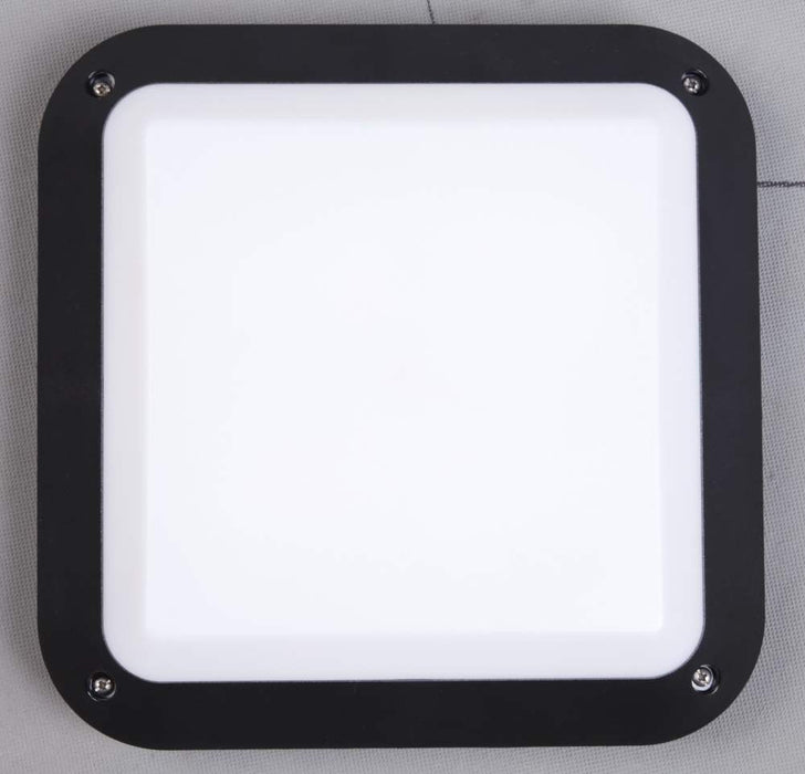 Bulkhead LED Square 12W 4k 280x280x90mm Black IP66