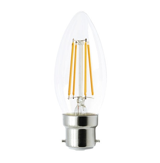 Lamp LED Filament Candle 4W 2700K BC B22 CL Dimmable