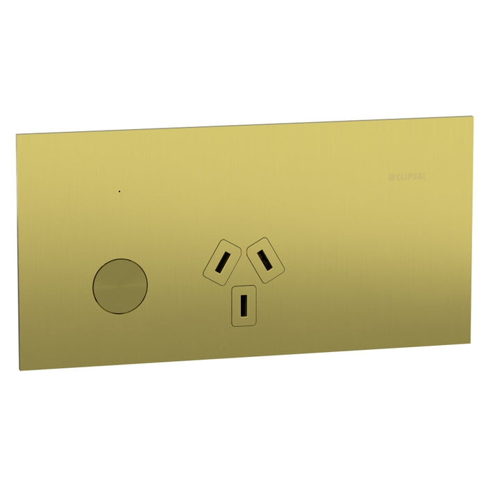 Solis-T Connected Switch Socket Sgl 10A Brushed Brass
