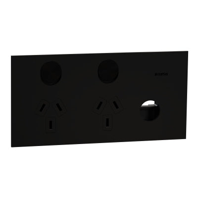 Solis-T Sw Socket 10A Dbl 1 x Extra Blank Ebony Aluminium