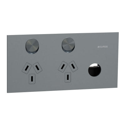 Solis-T Sw Socket 10A Dbl 1 x Extra Blank Platinum