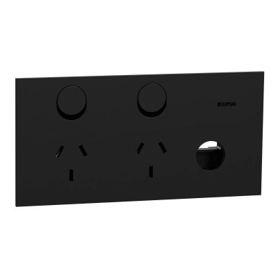 Solis Sw Socket 10A Dbl 1 x Extra Blank Matte Black
