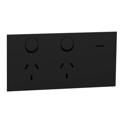 Solis Sw Socket 10A Dbl Horiz Matte Black