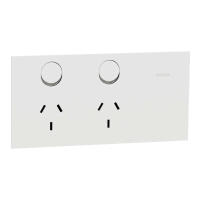 Solis Sw Socket 10A Dbl Horiz Matte White