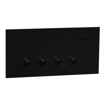 Solis-T Switch 4Gang Horiz 10AX Ebony Aluminium