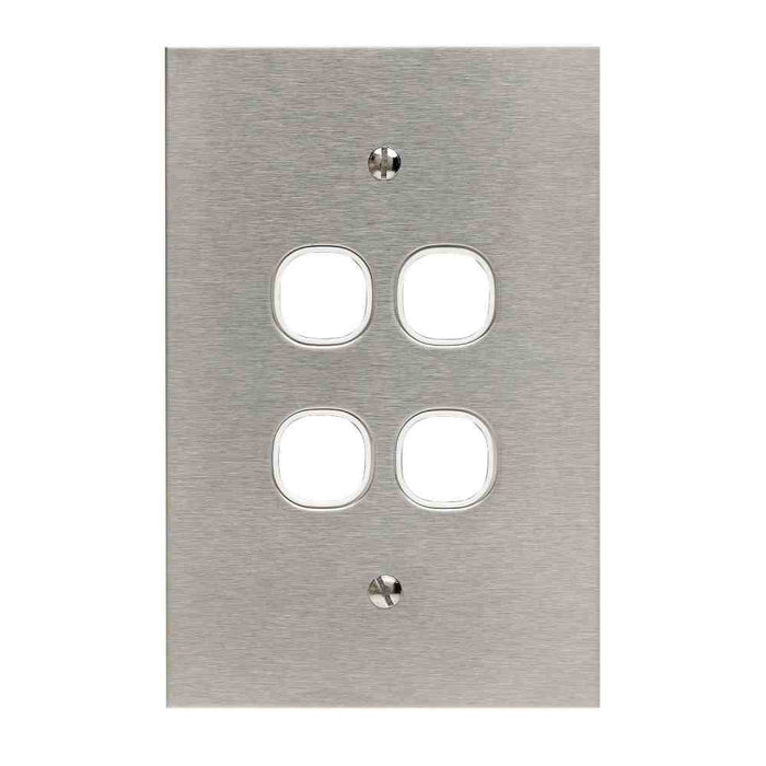BSL Grid & Plate 3Gang Flat S/Steel Black