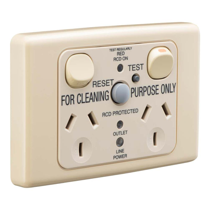 Medilec Sw Socket Dbl 10A RCD 10mA 3LED Beige (Cleaner)
