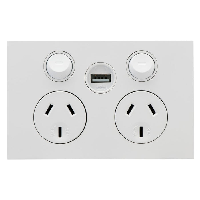 Saturn Zen Sw Socket CBL 10A USB Charger White