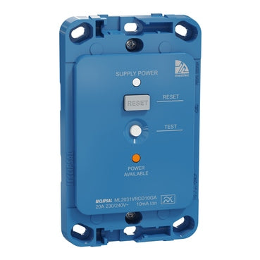 Medilec RCD Grid 20A 10mA Vertical Antibacterial Blue